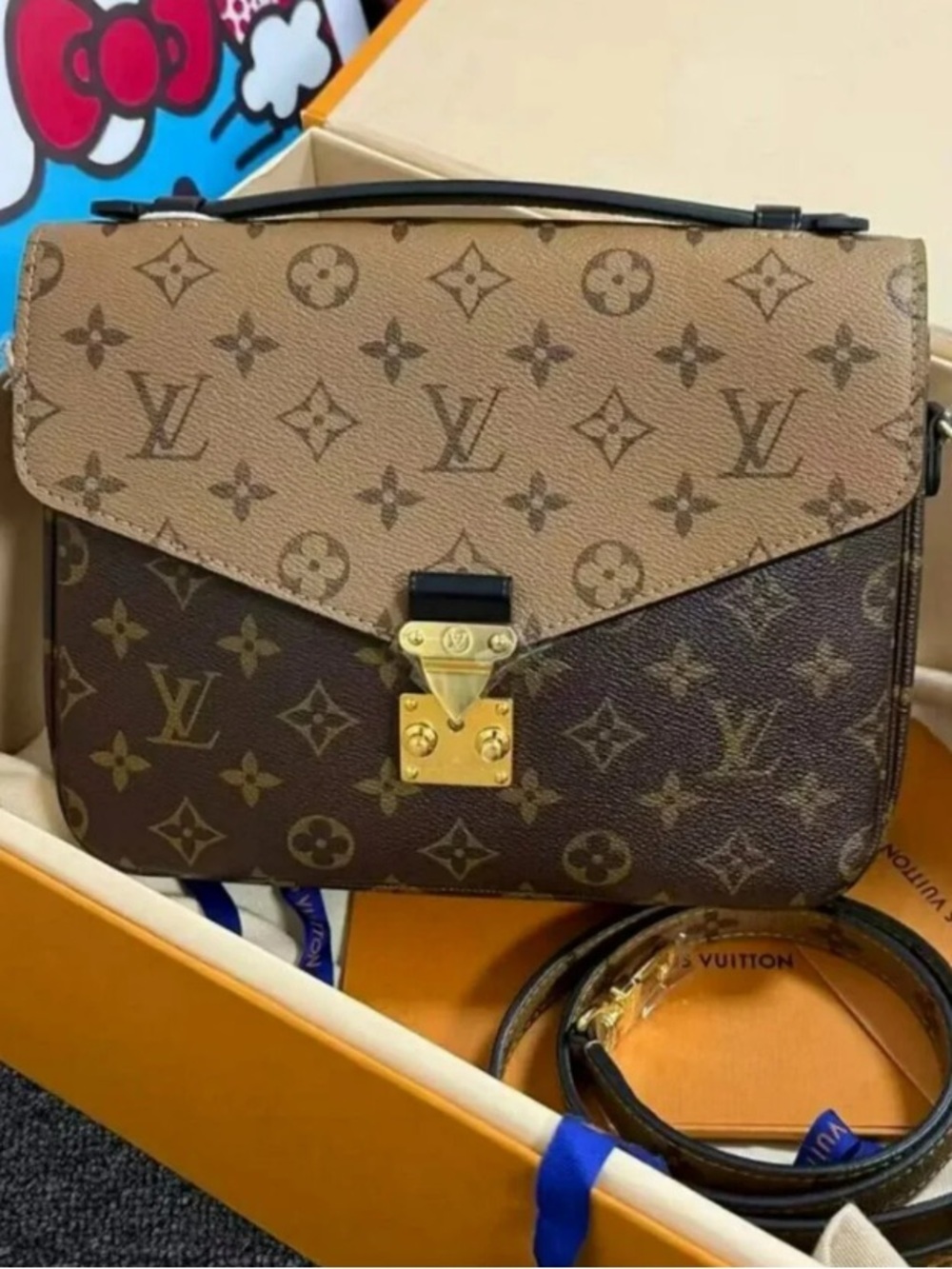 Louis Vuitton Two-Tone Monogram Pochette Metis Crossbody Bag in Brown/Tan